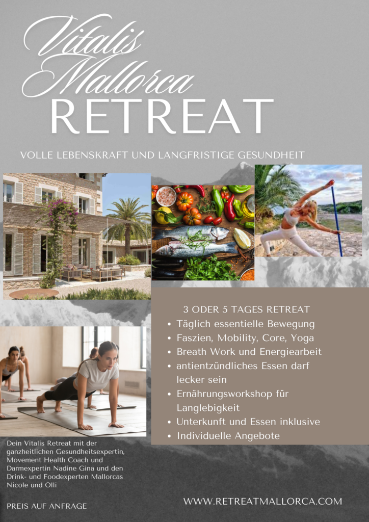 Hier sehen Sie normalerweise unseren Flyer für das Vitalis Mallorca Retreat.
